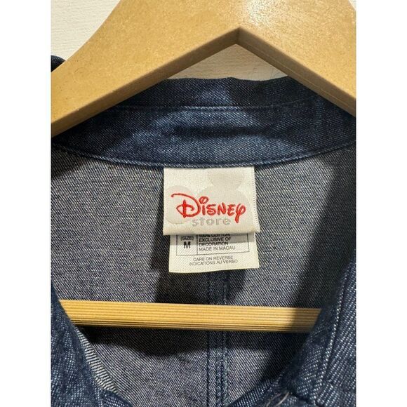 Disney Store Embroidery Pooh Snap Button Down Dress 3/4 Sleeve Denim Medium Wome - Picture 3 of 9